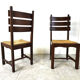 Vintage oak and wicker brutalist dining chairs, 1960s
