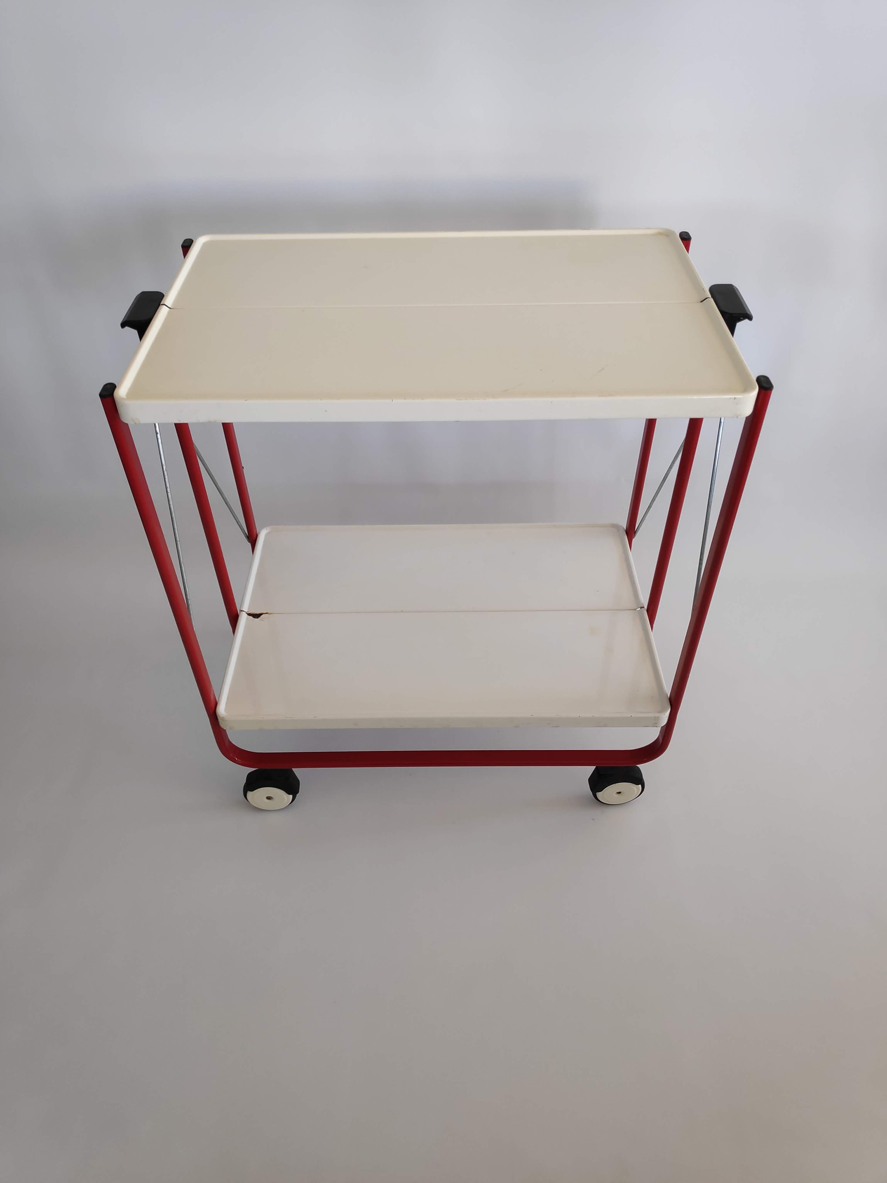 Vintage serving table in painted steel sheet from the years 80