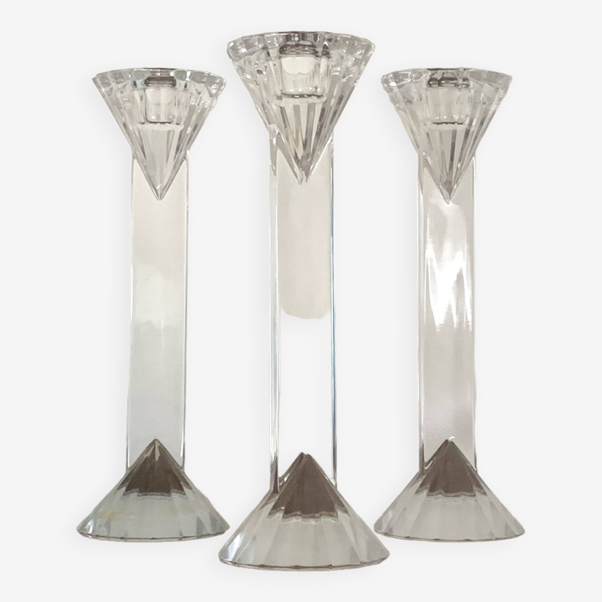 Set of 3 vintage crystal candle holders | Selency