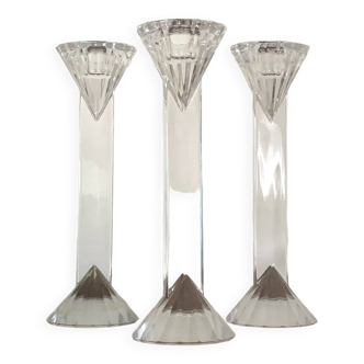 Set of 3 vintage crystal candle holders