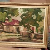 Tableau peinture à l'huile, thème "provence"datant du xixe siècle.