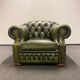 Handcrafted Chesterfield Club Armchair in Earthy Green Tone