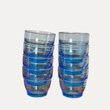 Set of 8 blue Arco France glasses.