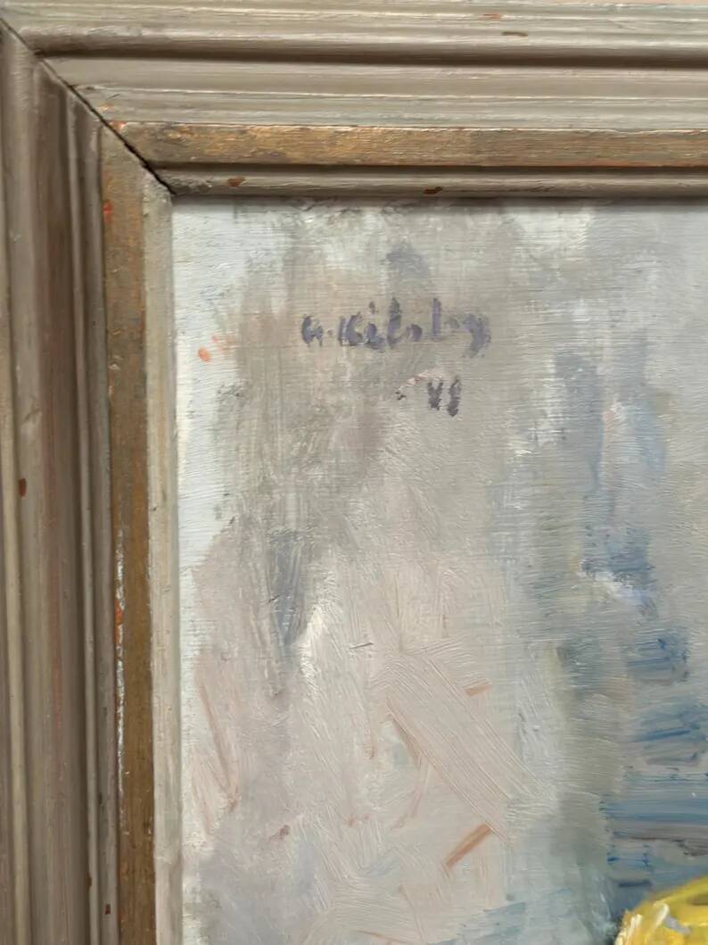 Original Swedish Oil on Panel – "Vase and Vegetables" by Arne Kilsby – Signed – Vintage and Framed – 54 × 46 cm (21.3" × 18.1")