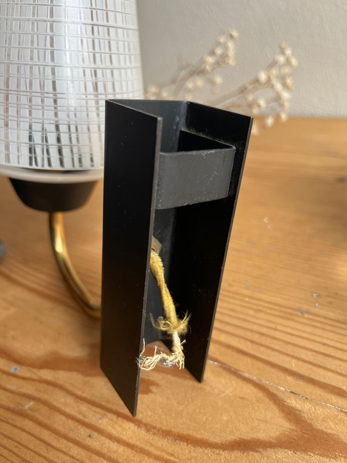 Pair of vintage glass/metal wall lights / circa 1950s 1960s