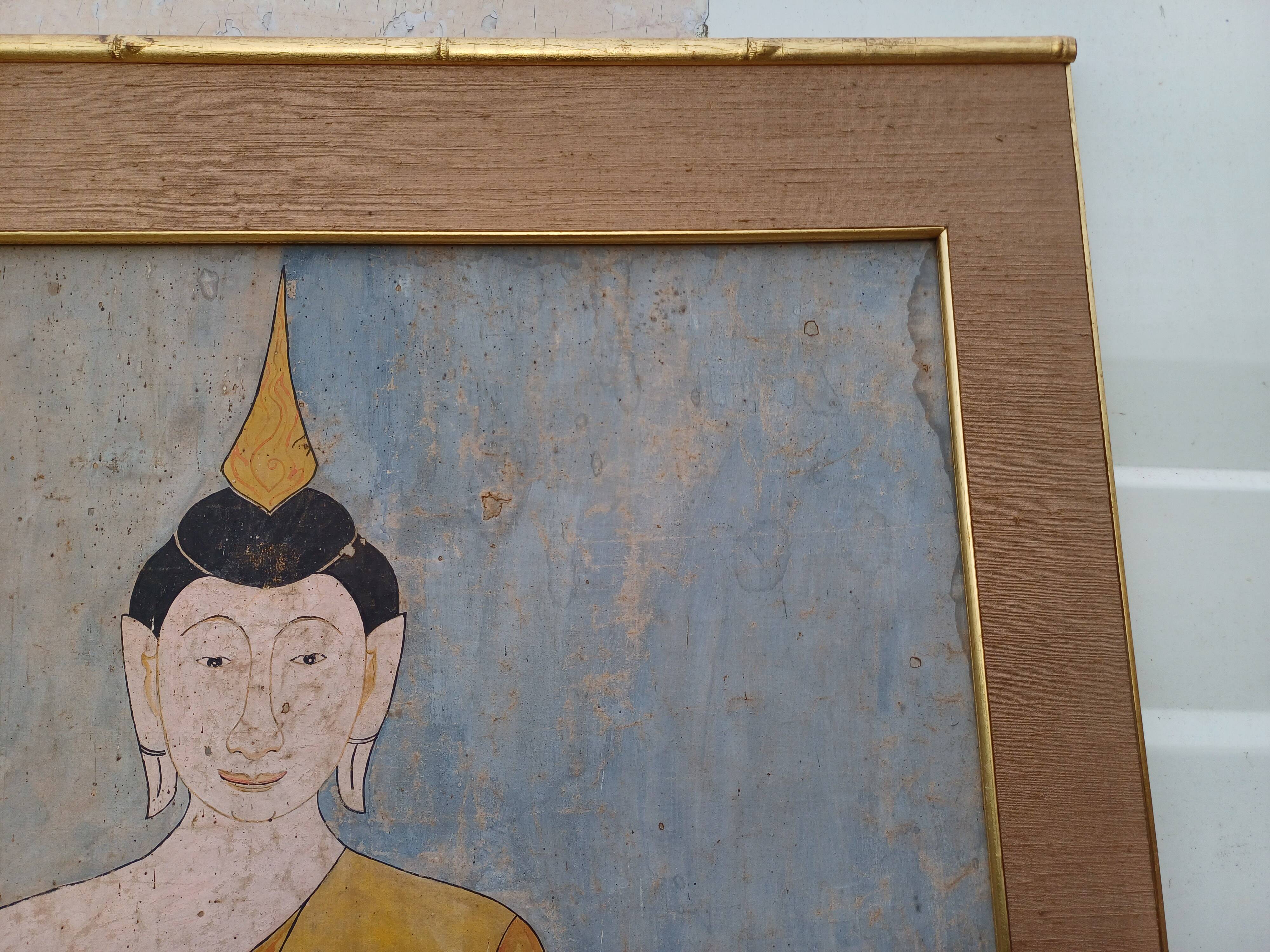 19th Century Silk Painting Buddha Thailand