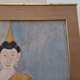 Peinture sur soie Bouddha, Thaïlande 19ème