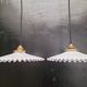 Pair of opaline pendant lights