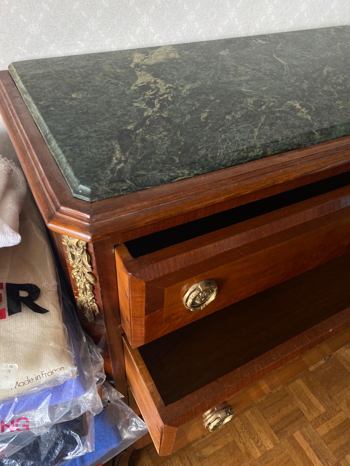 Wooden and marble chest of drawers
