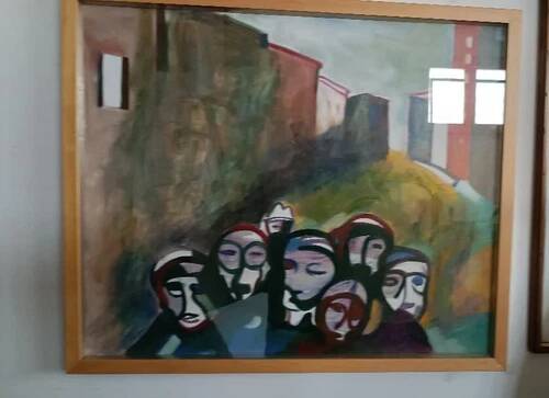 Oil on Canvas Abstract Painting Eros Bortolotti "The Leonka Returns to May"