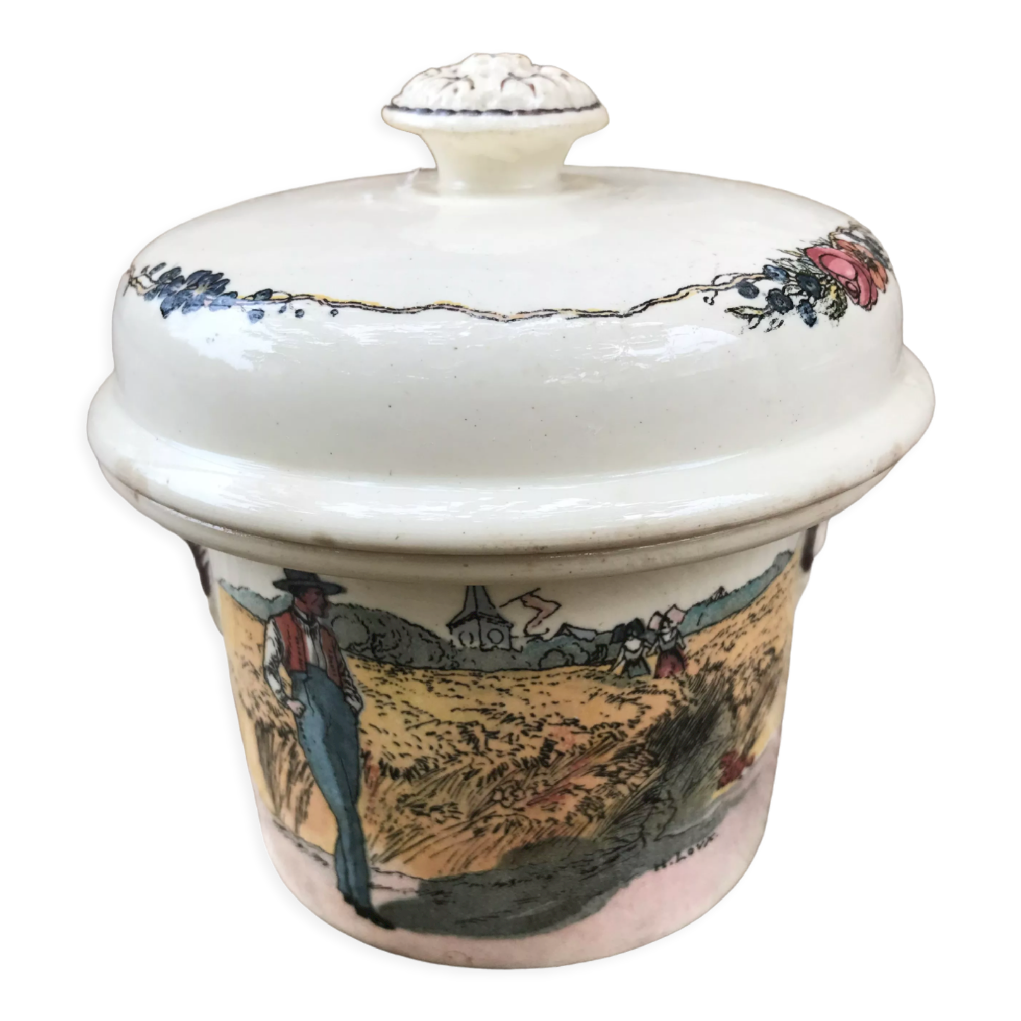 Pot, terrine en faience d'Obernai, Sarreguemines