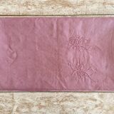 Monogrammed damask tablecloth FB dyed pink - 280x200cm - Métis