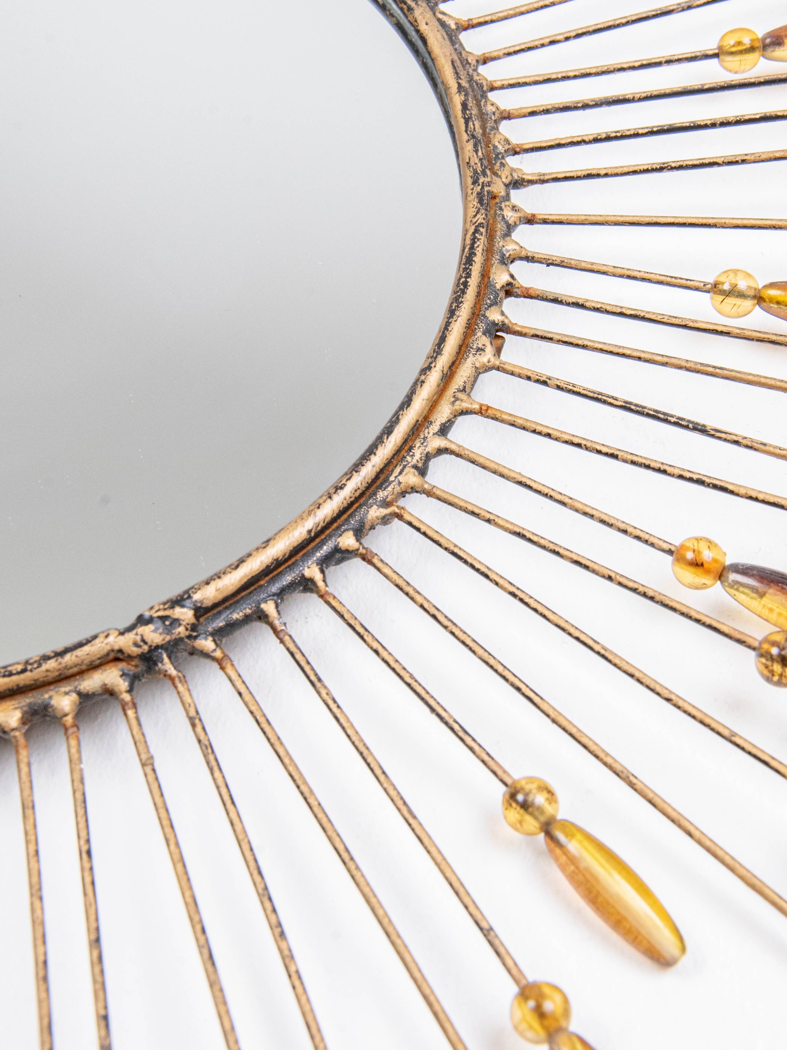 Brass and pearl sun mirror, 1950s