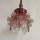 French Brass Single Wall Light with Pink & Clear Floral Glass Shade