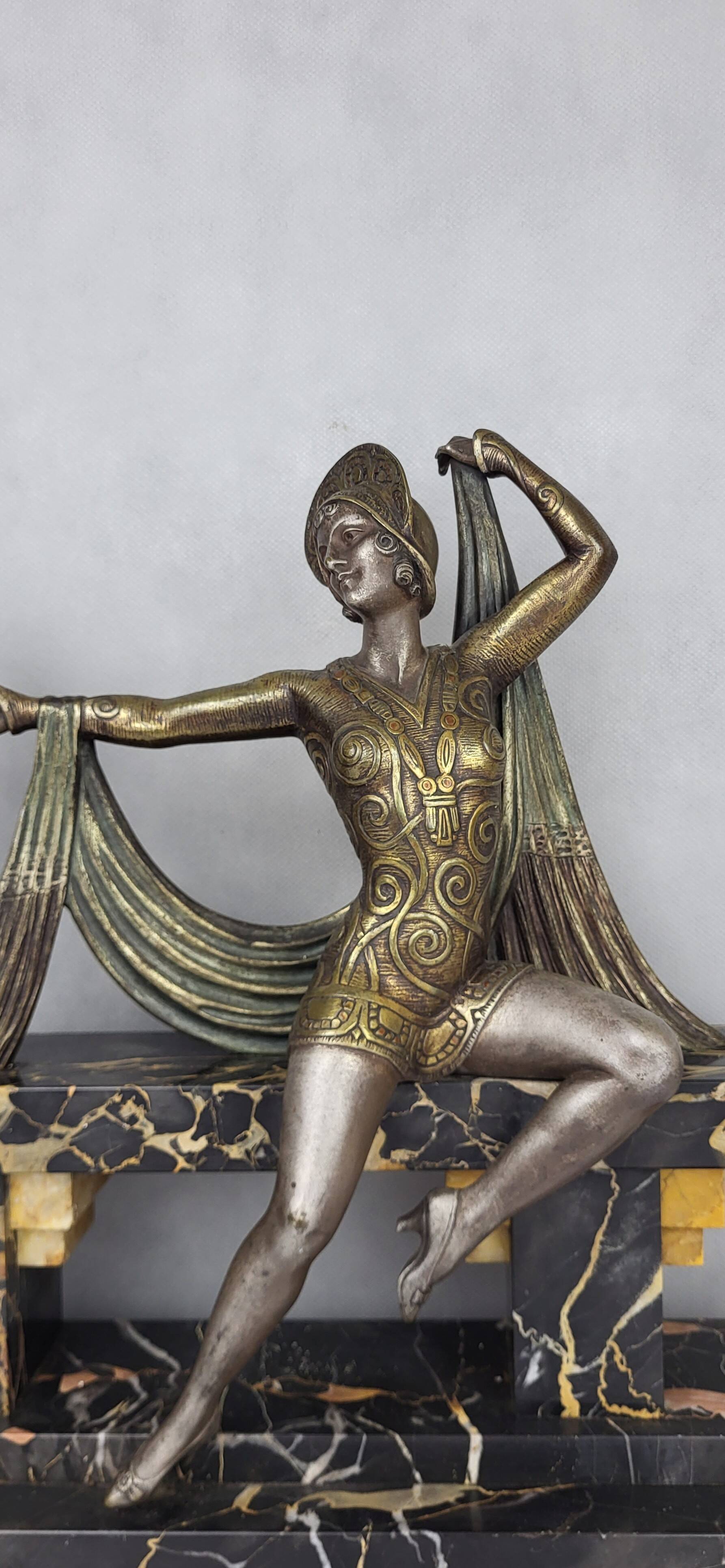 Art Deco bronze sculpture signed H. Molins