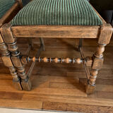 4 antique chairs with green velvet upholstery