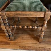 4 antique chairs with green velvet upholstery