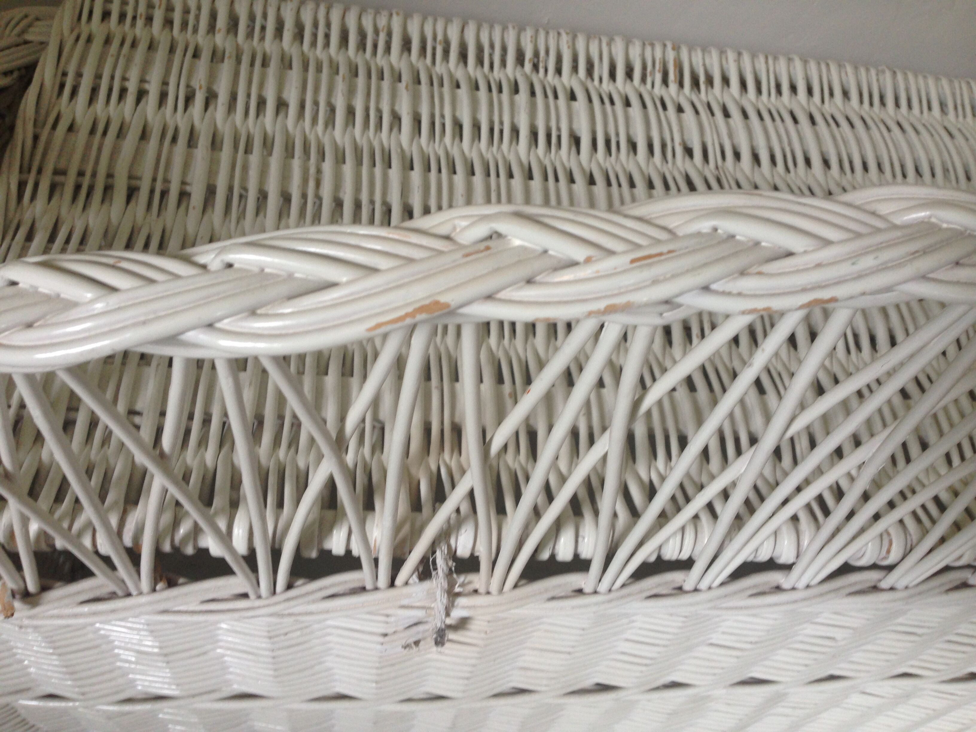 Trunk storage painted rattan bench