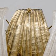 Italian Art Deco Style Murano Glass and Brass Leaf Wall Sconces, Pair