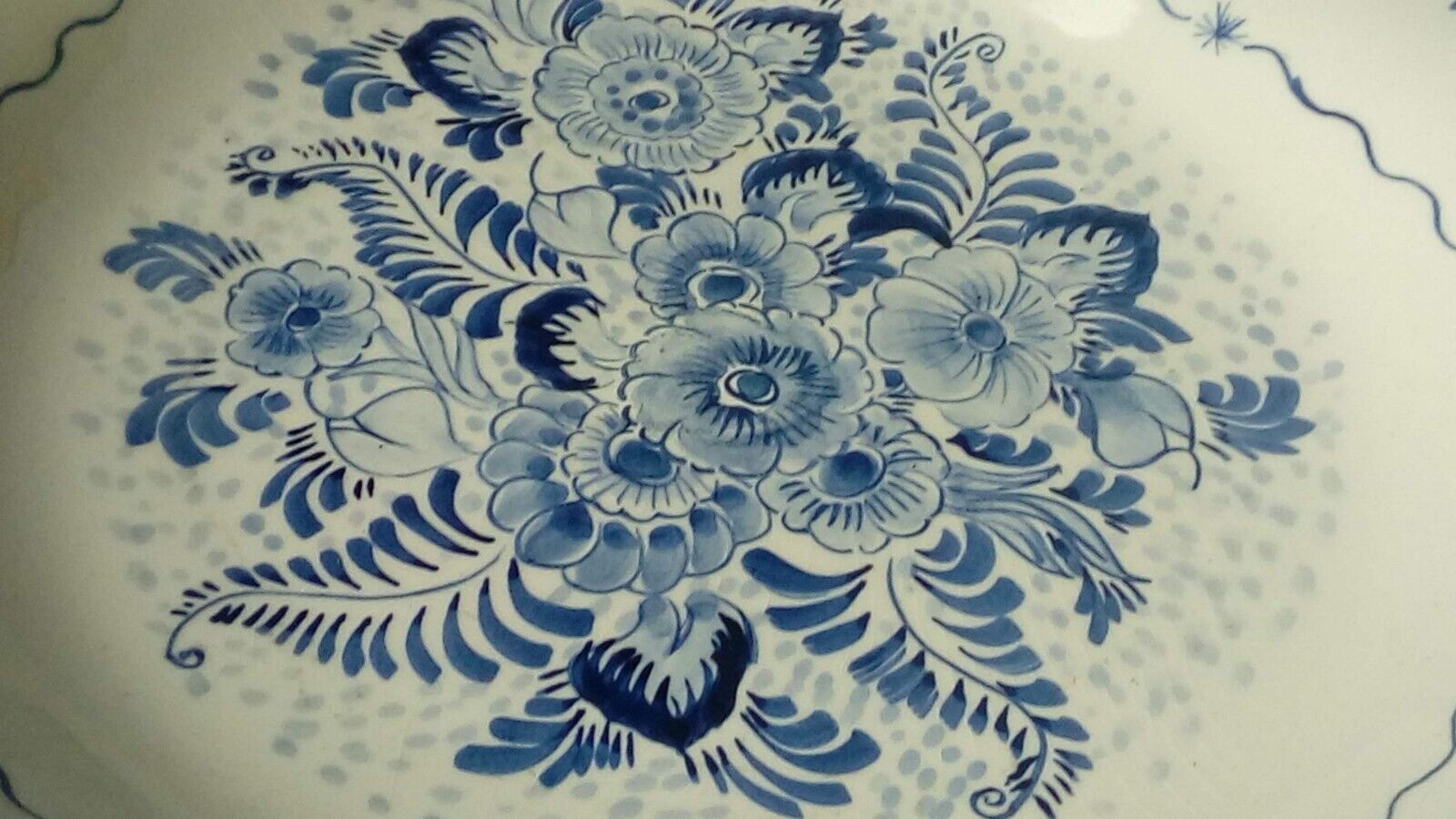 Plat en faience modele ondule de delft blauw hollande