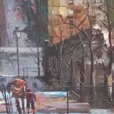 Tableau huile sur toile Paris  c.1973 signé