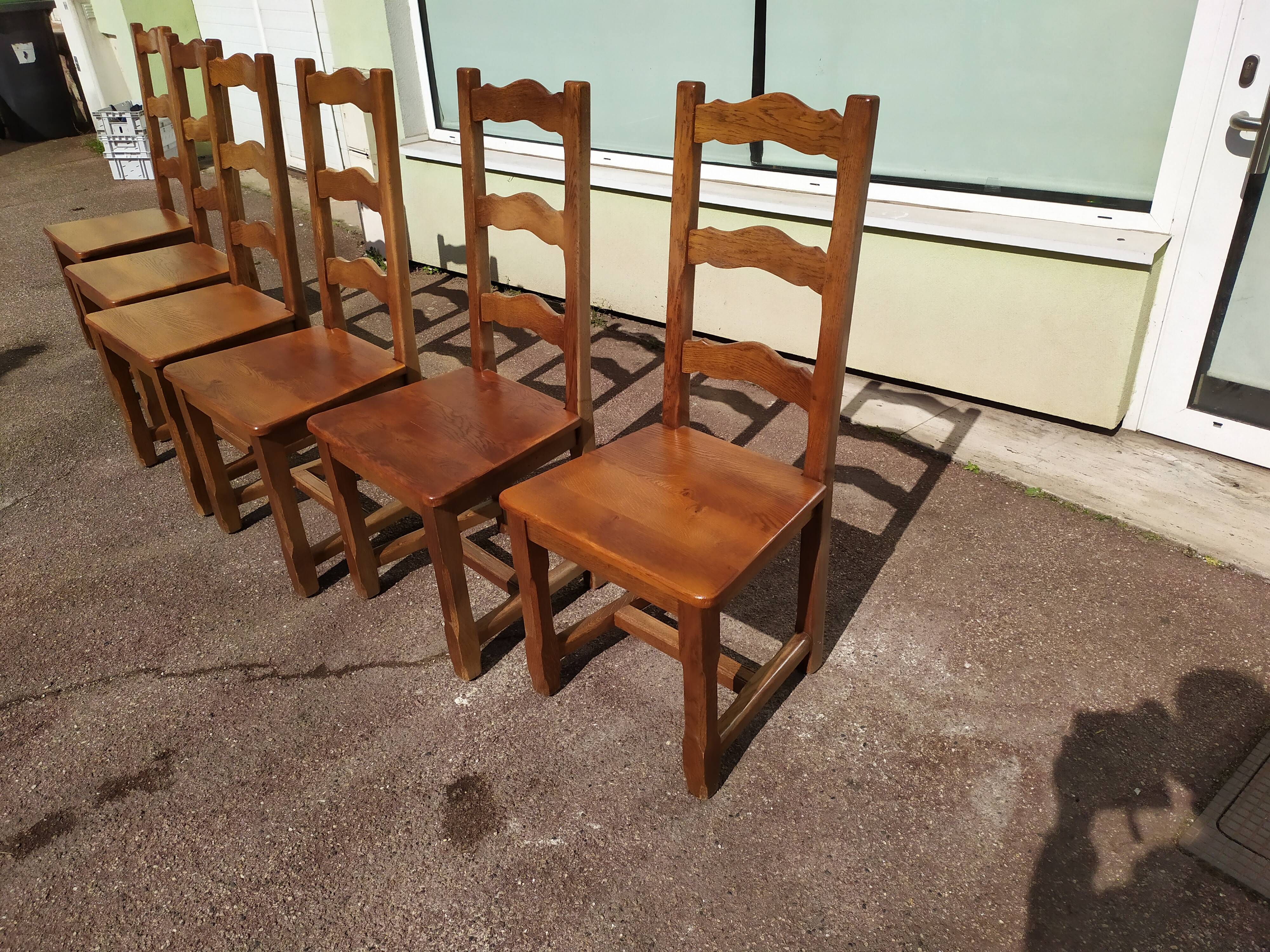 Set of 6 solid oak wood chairs - ferme compagne montage