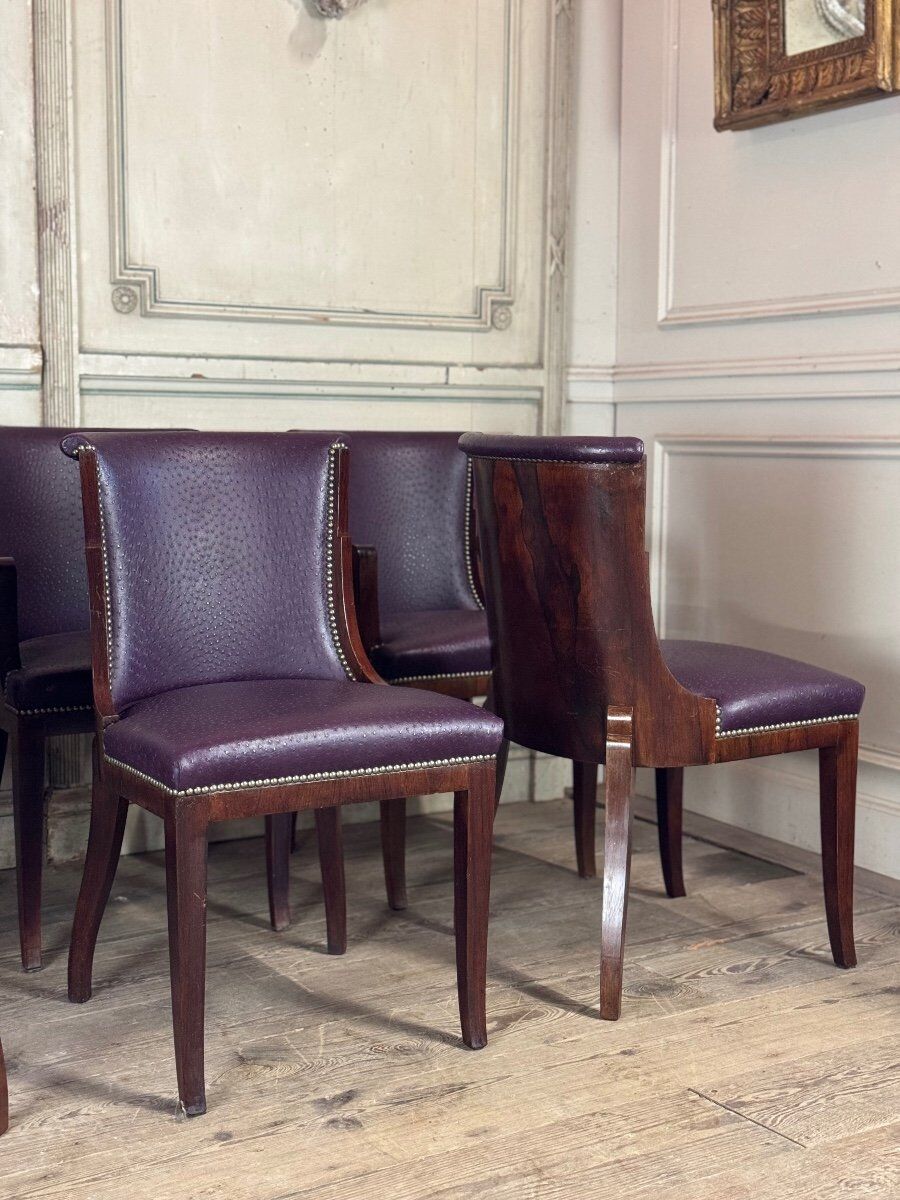 Set of 4 Art Deco chairs and 4 armchairs in rosewood, circa 1930