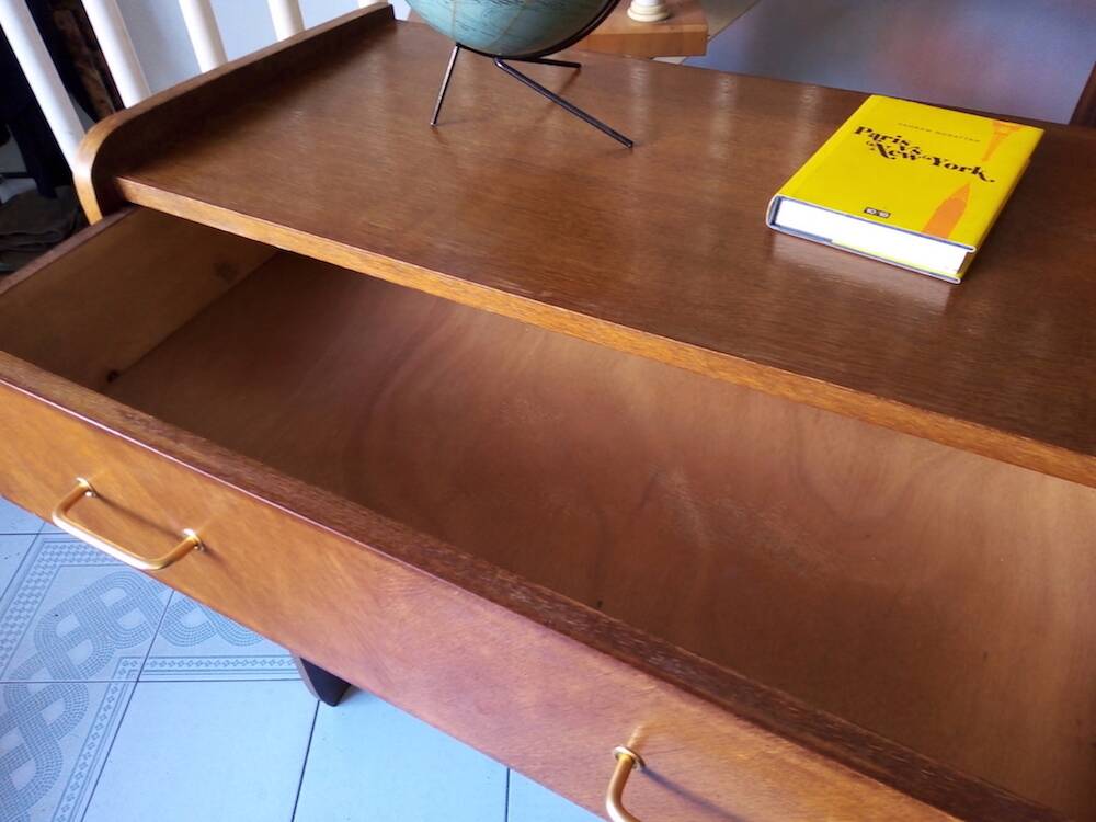Commode vintage façade inclinée chêne