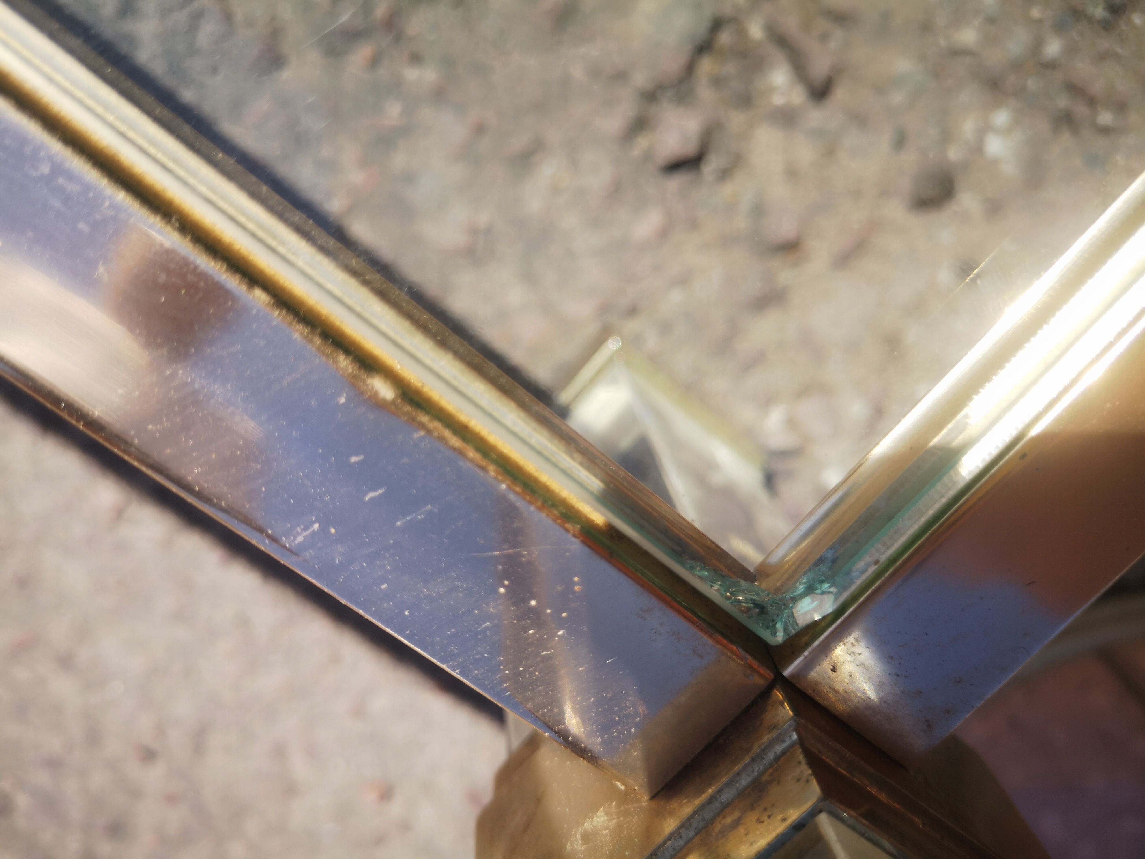 Large coffee table glass Vandel stone 1970