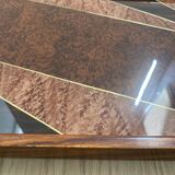 Duo of vintage wooden trays marked art deco