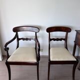 Antique Georgian twin pedestals dining table and 10 chairs