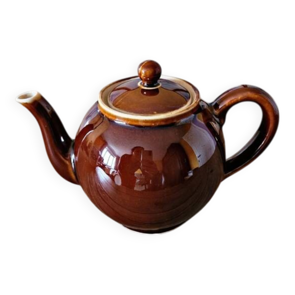 Théière céramique (terre vernissée) vintage couleur marron