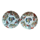 Japon, paire assiettes polylobées porcelaine polychrome XIXème