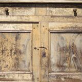 Old wooden sideboard, wooden furniture, brutalist storage furniture