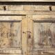 Old wooden sideboard, wooden furniture, brutalist storage furniture