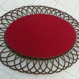 Miroir en rotin ovale 48x36.5 années 60 - 70