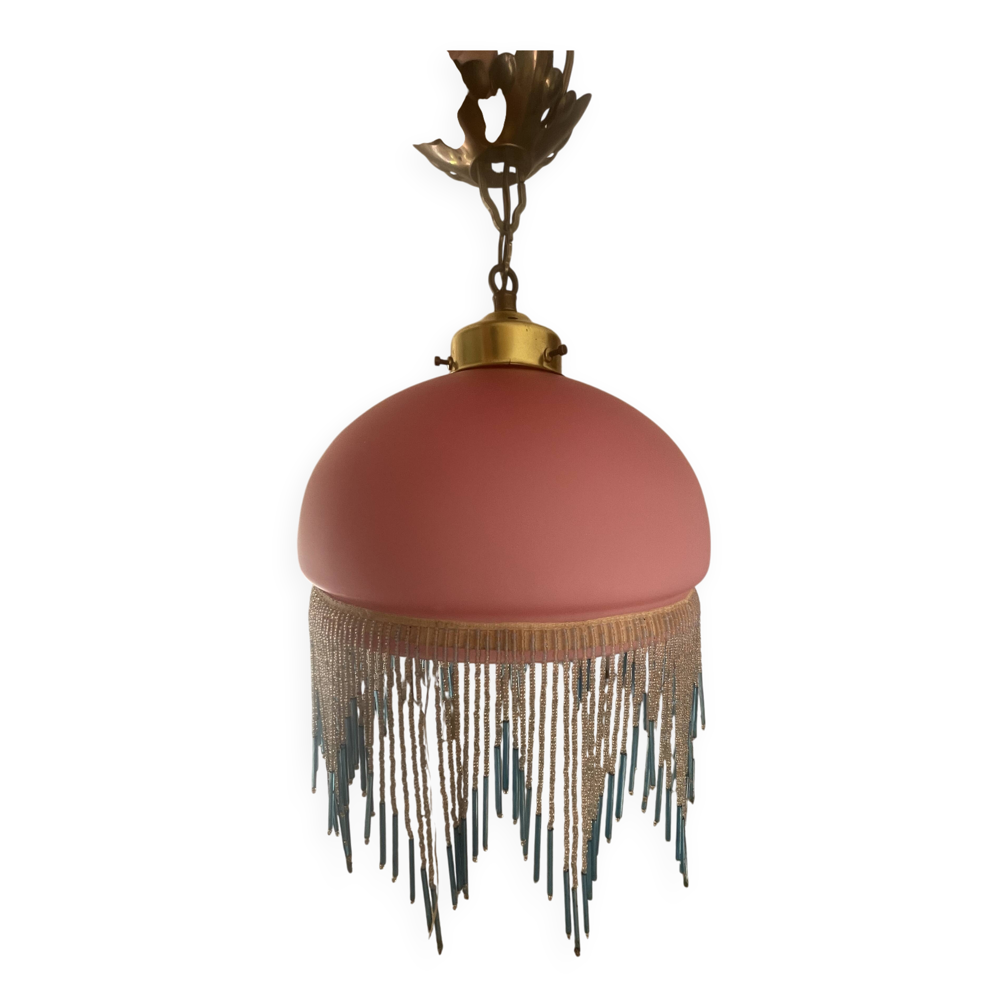 Lustre opaline et perles années 60