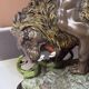 Antique Cold-Painted Bronze Lion Fighting a Snake, After Antoine-Louis Barye