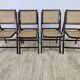 Folding wooden chairs with raffia, 1970s.