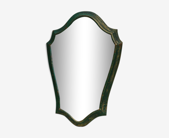 Miroir rocaille vert 29x42cm