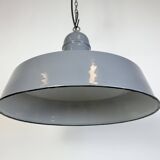 Industrial Grey Enamel Factory Pendant Lamp, 1960s