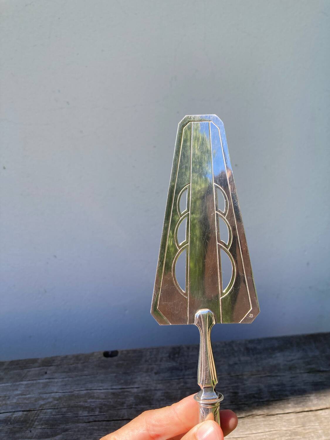 Silver metal art deco pie server
