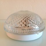Round ceiling lamp in structured glass/vintage 60s-70s