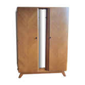 Wooden wardrobe, shelves, vintage, 60s