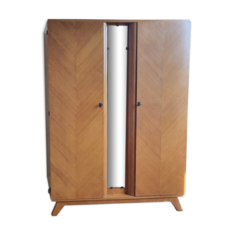 Wooden wardrobe, shelves, vintage, 60s