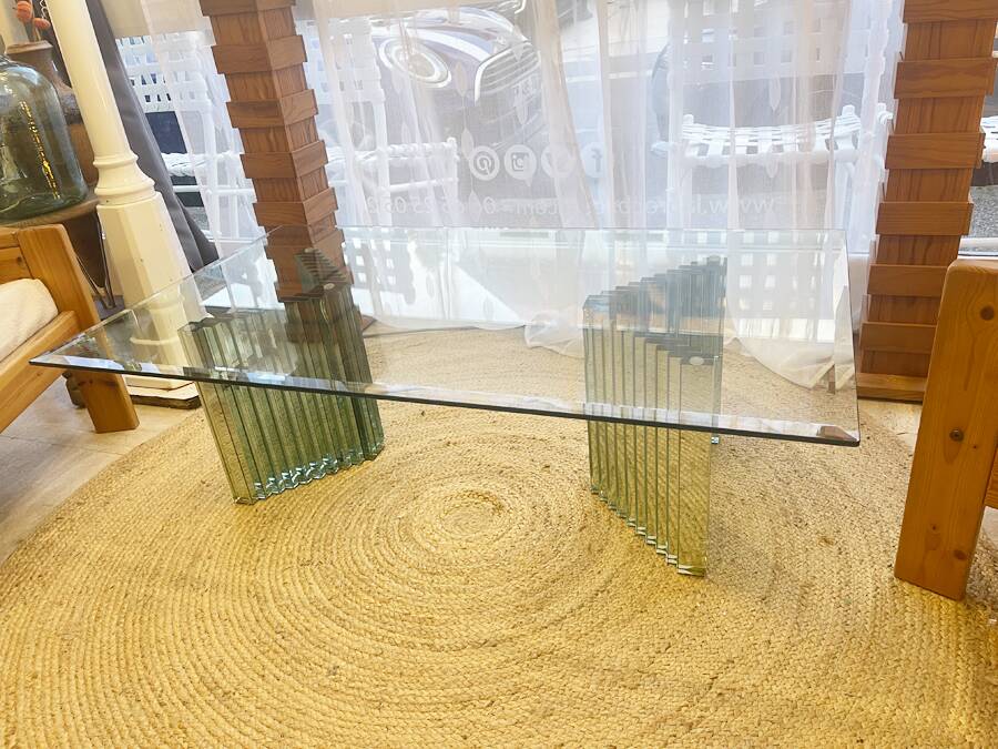 Italian glass coffee table — Luigi Massoni 1970