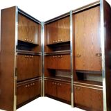 Scandinavian furniture in two modules in stained ash and chromed metal circa 1960