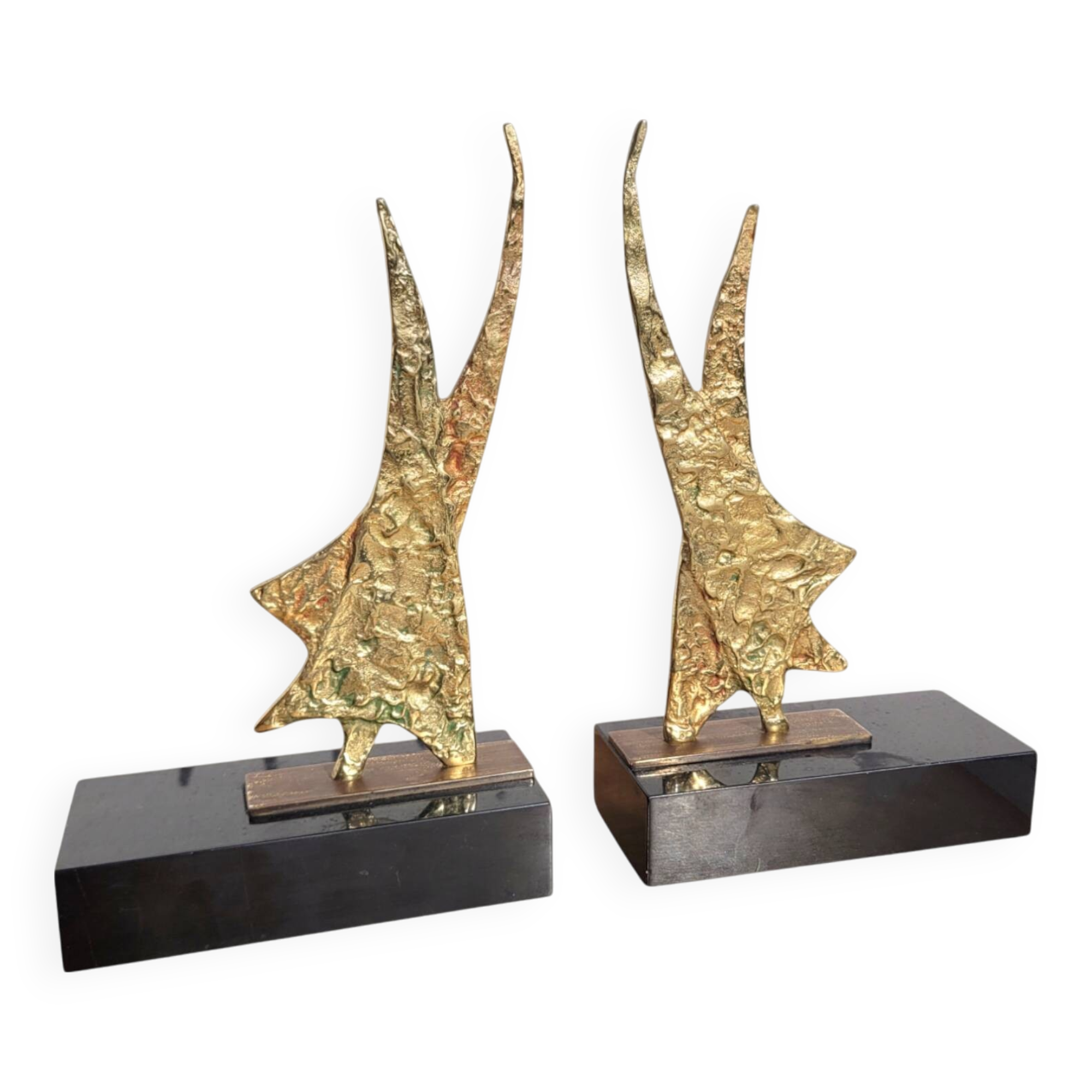 Serre livres en bronze doré vers 1960