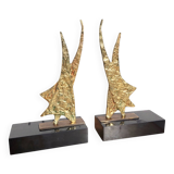 Gilded bronze bookends circa 1960