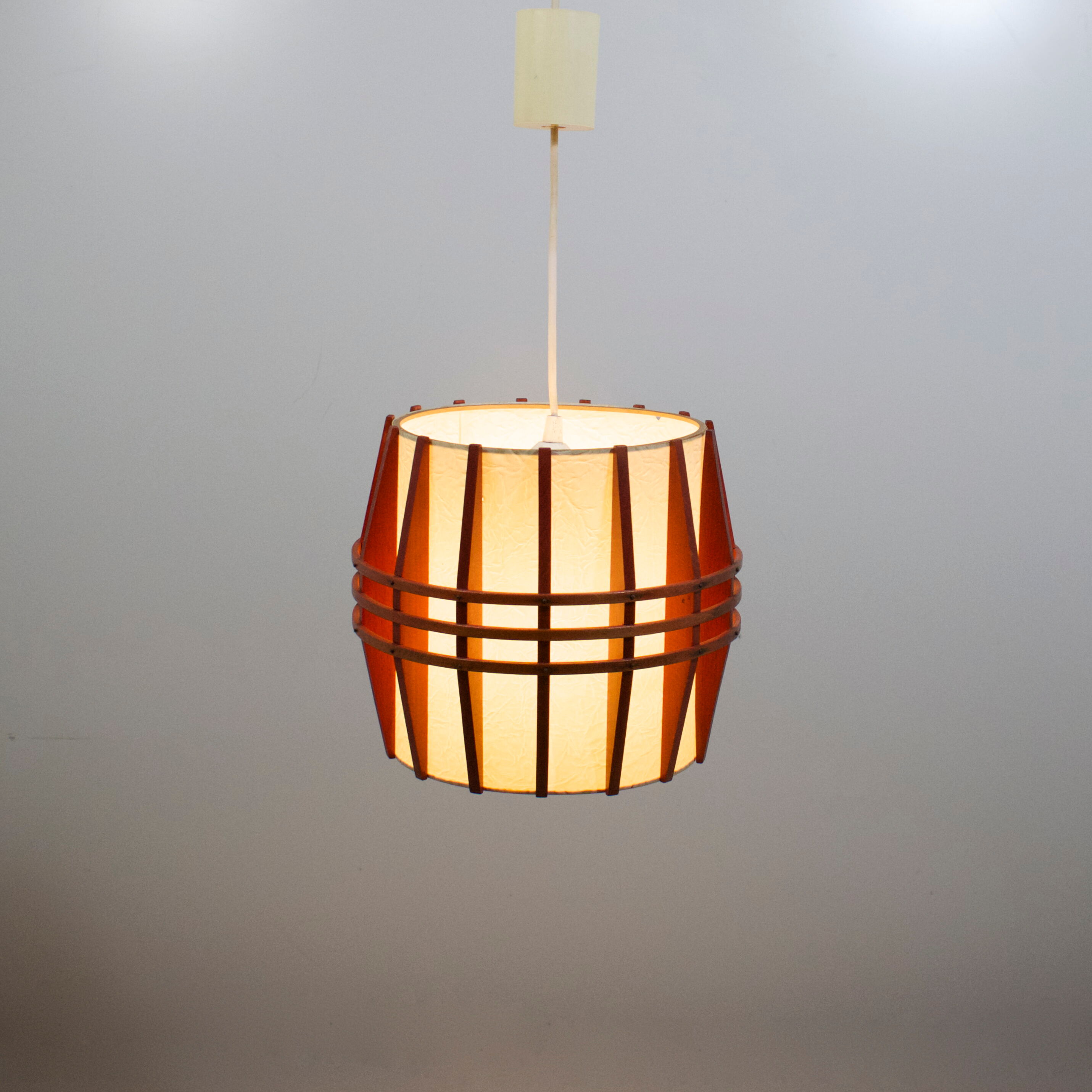 Rhodoid and wood suspension, vintage cocoon, 1960